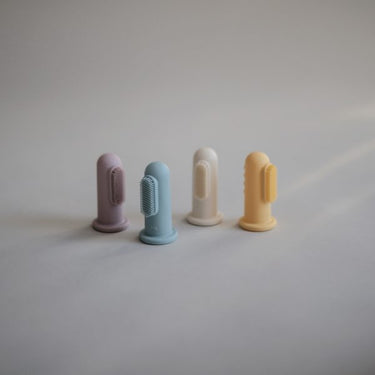 Mushie Finger Toothbrush, Powder Blue/Daffodil